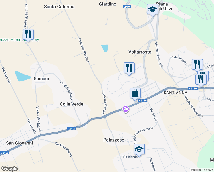 map of restaurants, bars, coffee shops, grocery stores, and more near 18 Via le Quote in Roseto degli Abruzzi