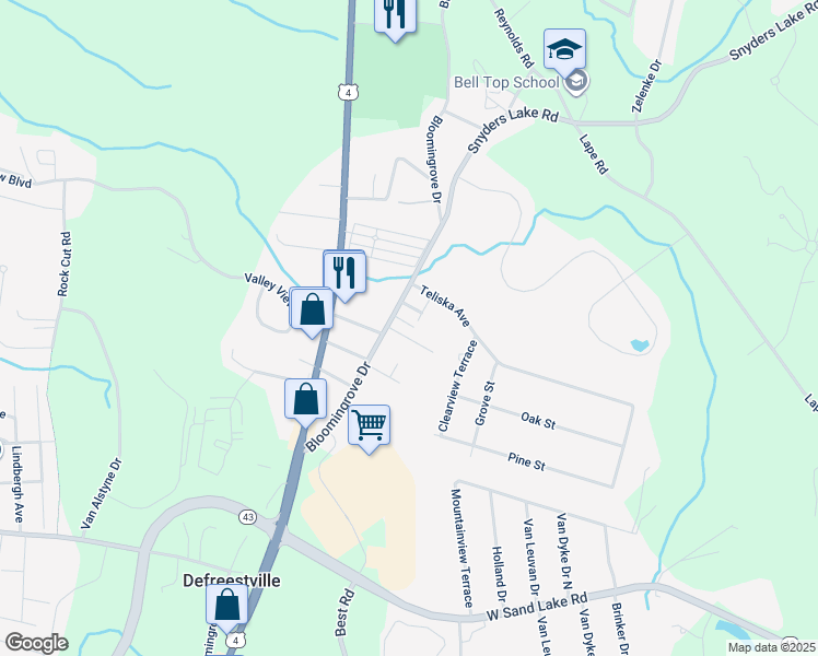 map of restaurants, bars, coffee shops, grocery stores, and more near 3 Nicholas Avenue in Rensselaer