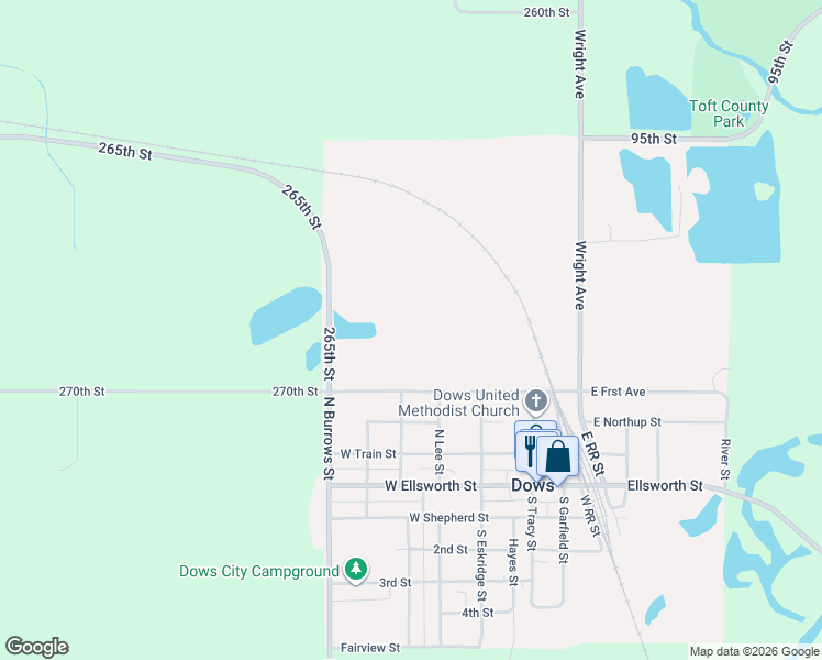 map of restaurants, bars, coffee shops, grocery stores, and more near in Dows