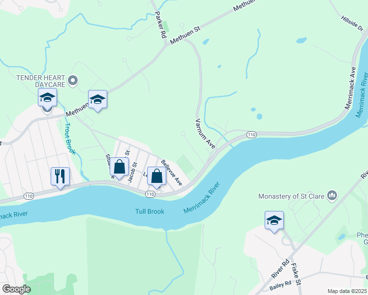 map of restaurants, bars, coffee shops, grocery stores, and more near 49 Draycott Avenue in Dracut