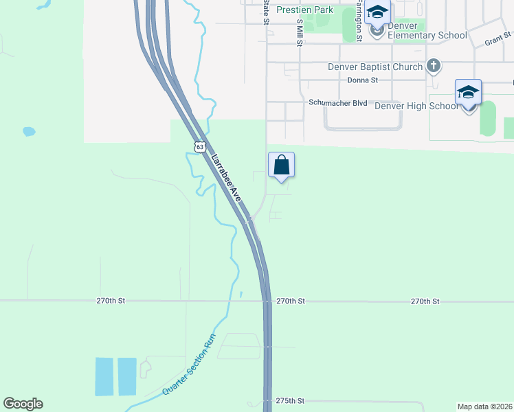 map of restaurants, bars, coffee shops, grocery stores, and more near 2664 Larrabee Avenue in Denver