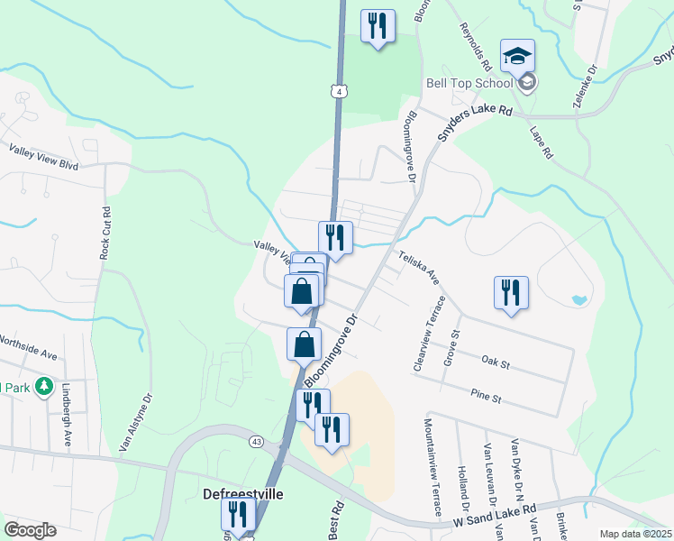 map of restaurants, bars, coffee shops, grocery stores, and more near 449 U.S. 4 in Rensselaer