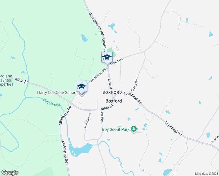 map of restaurants, bars, coffee shops, grocery stores, and more near 15 Elm Street in Boxford
