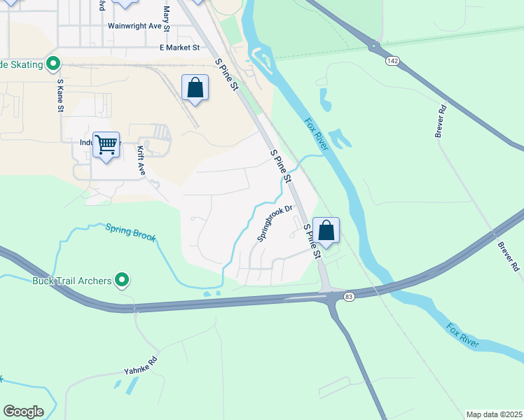 map of restaurants, bars, coffee shops, grocery stores, and more near 1041 Springbrook Drive in Burlington