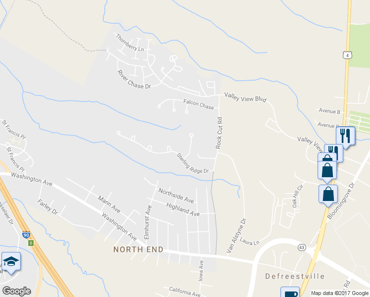 map of restaurants, bars, coffee shops, grocery stores, and more near 4 Gordon Court in Rensselaer