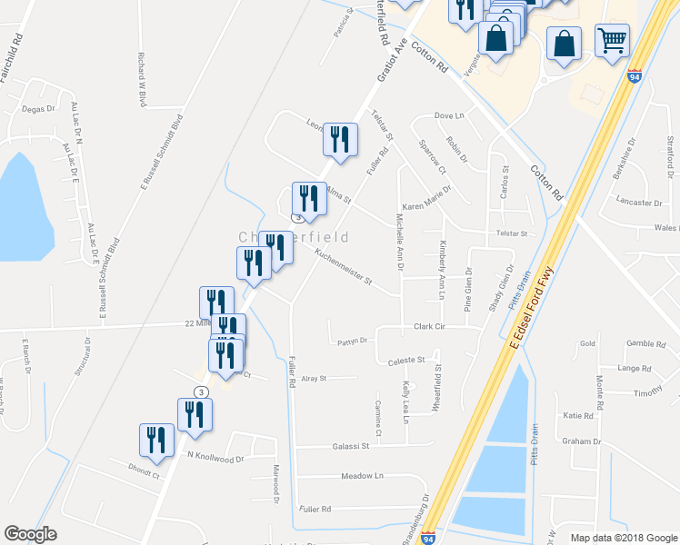 map of restaurants, bars, coffee shops, grocery stores, and more near 26860 Kuchenmeister Street in New Baltimore