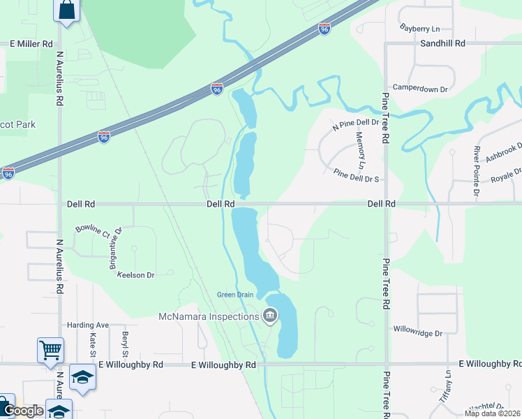 map of restaurants, bars, coffee shops, grocery stores, and more near 2745 Maritime Drive in Lansing