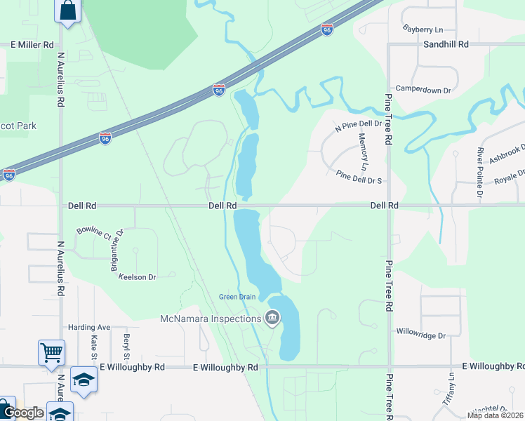 map of restaurants, bars, coffee shops, grocery stores, and more near 2745 Maritime Drive in Lansing