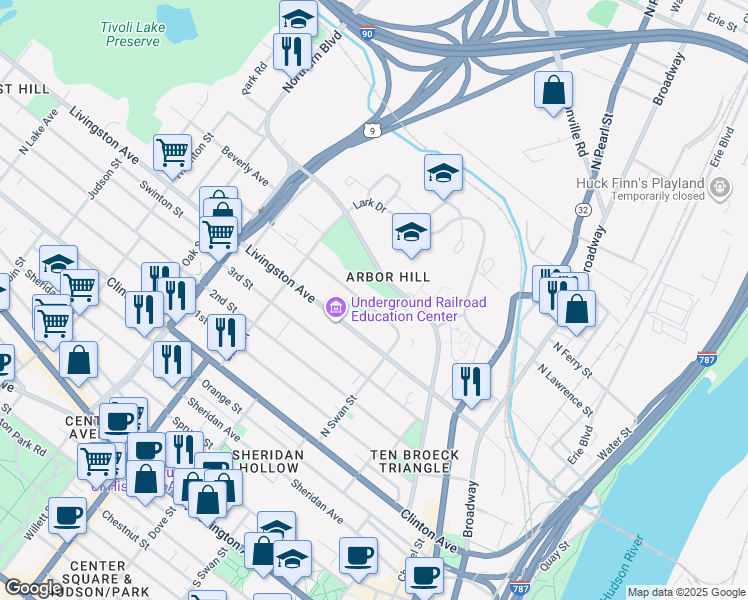 map of restaurants, bars, coffee shops, grocery stores, and more near in Albany