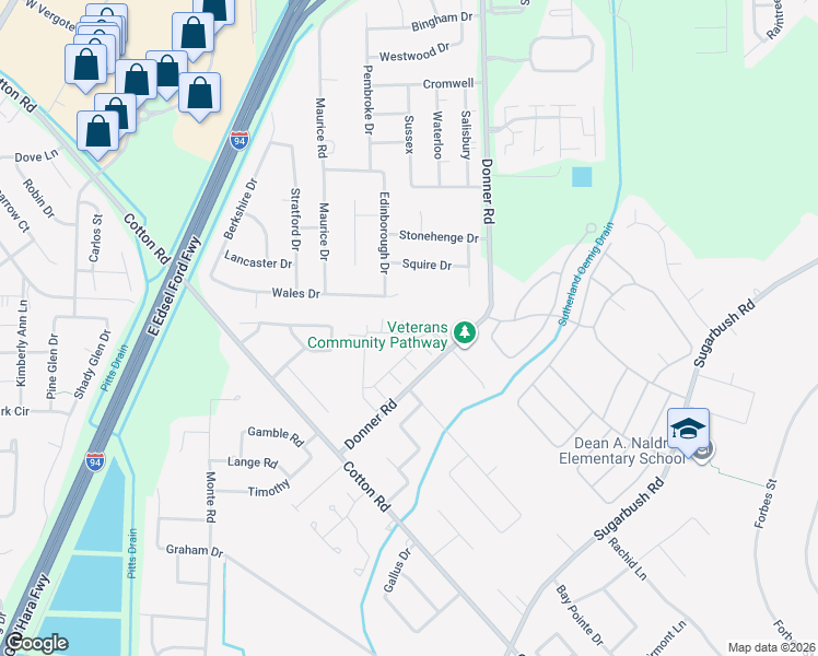 map of restaurants, bars, coffee shops, grocery stores, and more near 28775 Yarmouth Court in Chesterfield