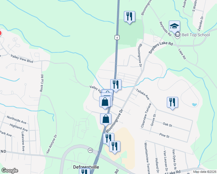 map of restaurants, bars, coffee shops, grocery stores, and more near 449 U.S. 4 in Rensselaer