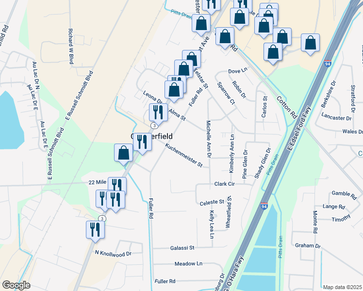 map of restaurants, bars, coffee shops, grocery stores, and more near 26860 Kuchenmeister Street in New Baltimore