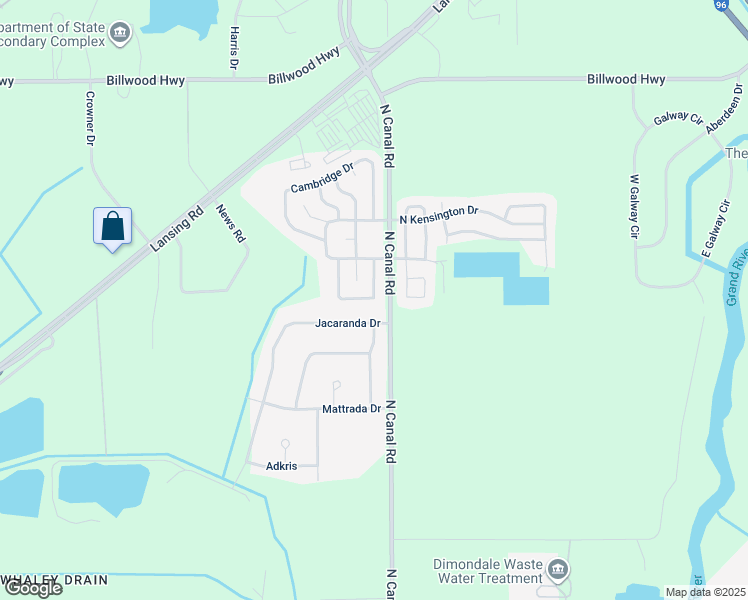 map of restaurants, bars, coffee shops, grocery stores, and more near 8932 Jacaranda Drive in Windsor charter Township