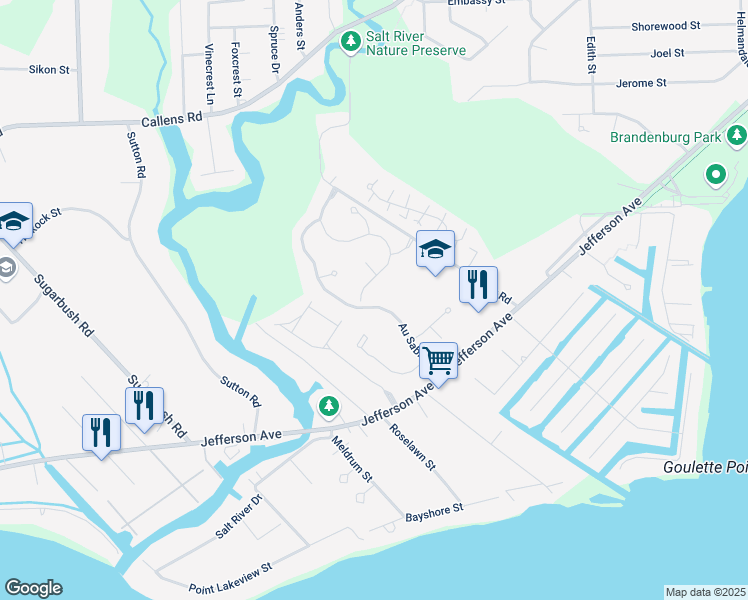 map of restaurants, bars, coffee shops, grocery stores, and more near 33822 Au Sable Drive in New Baltimore