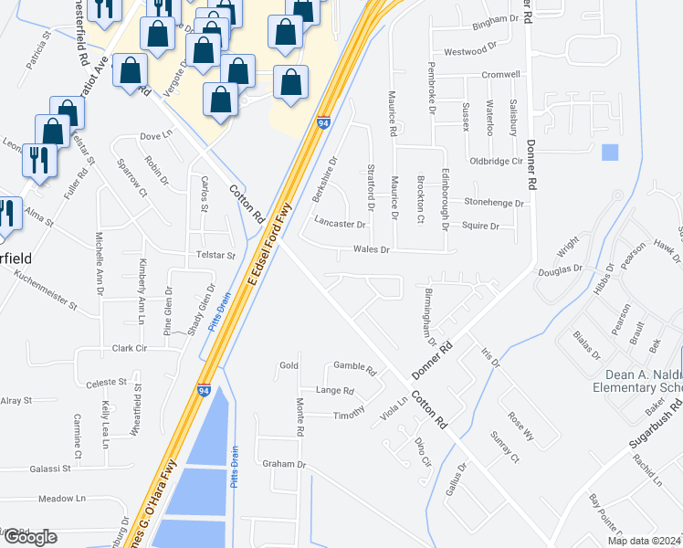 map of restaurants, bars, coffee shops, grocery stores, and more near 28049 Cotton Creek Court in New Baltimore