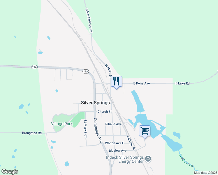 map of restaurants, bars, coffee shops, grocery stores, and more near 14 West Perry Avenue in Silver Springs