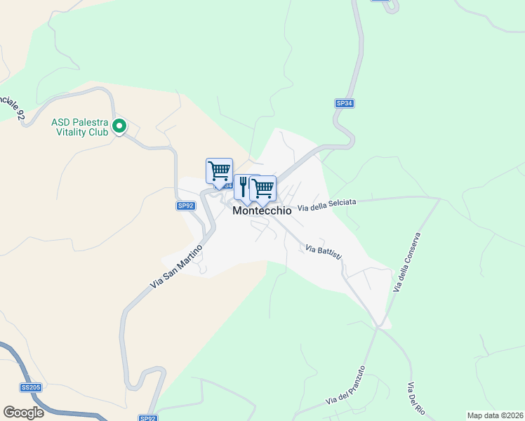 map of restaurants, bars, coffee shops, grocery stores, and more near in Montecchio