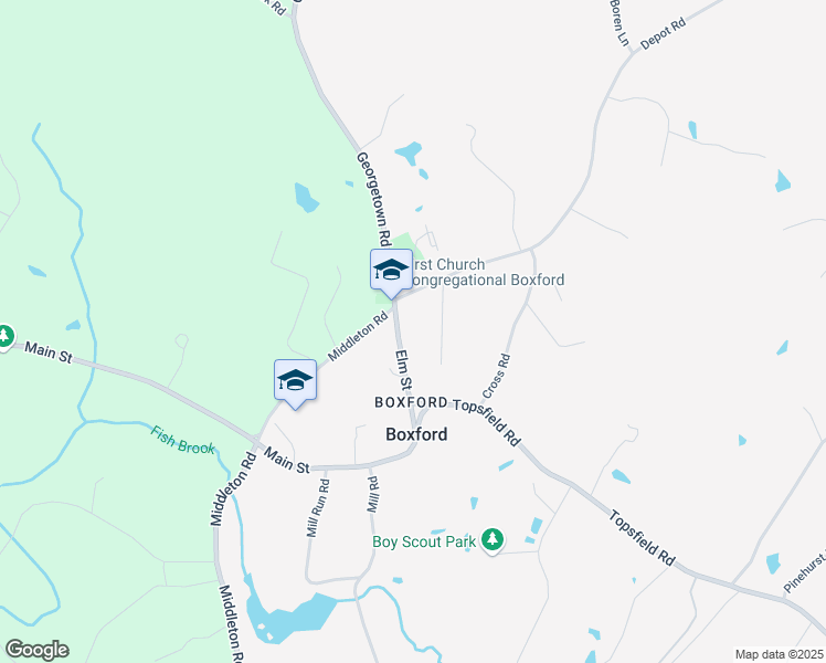 map of restaurants, bars, coffee shops, grocery stores, and more near 10 Elm Street in Boxford
