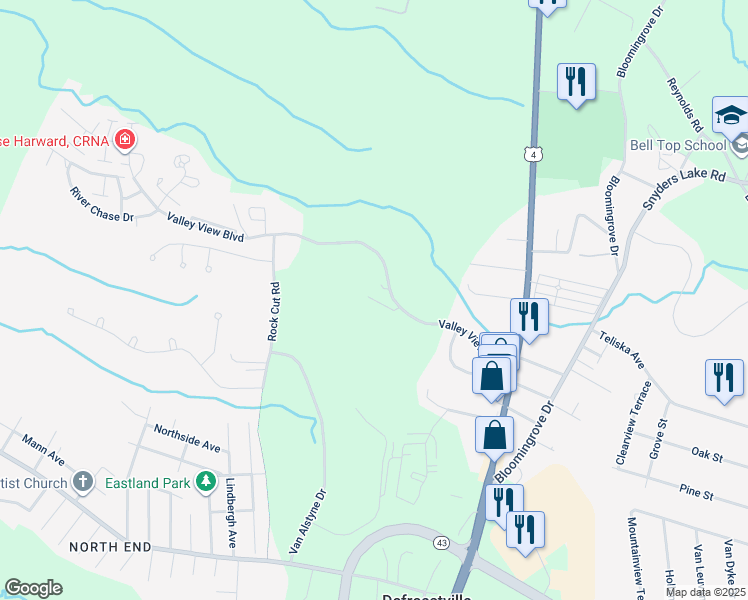 map of restaurants, bars, coffee shops, grocery stores, and more near 5102 Stonegate Drive in Rensselaer County