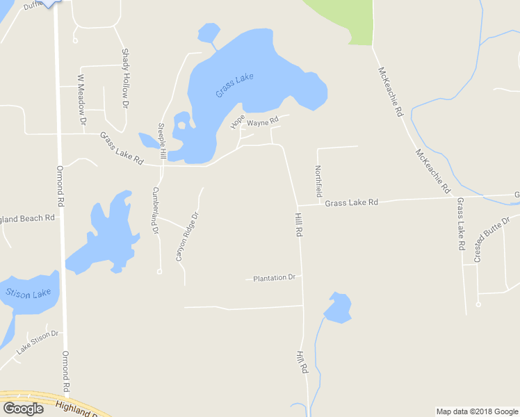 map of restaurants, bars, coffee shops, grocery stores, and more near 2301 Hill Road in White Lake charter Township