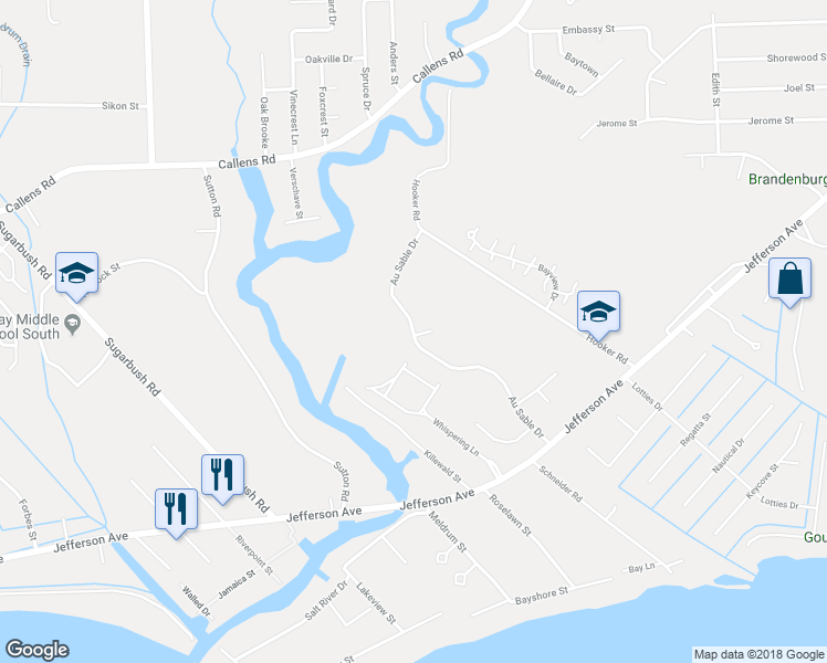 map of restaurants, bars, coffee shops, grocery stores, and more near 33822 Au Sable Drive in New Baltimore