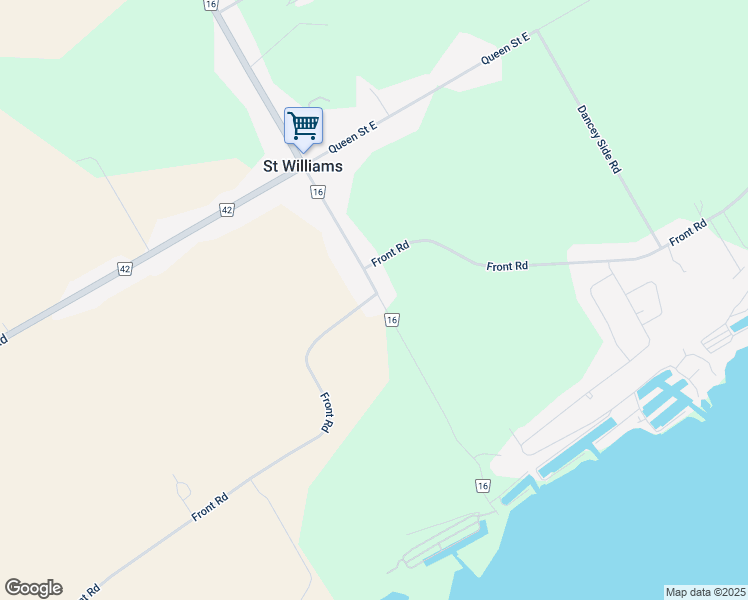 map of restaurants, bars, coffee shops, grocery stores, and more near 119 Townline Street in St. Williams