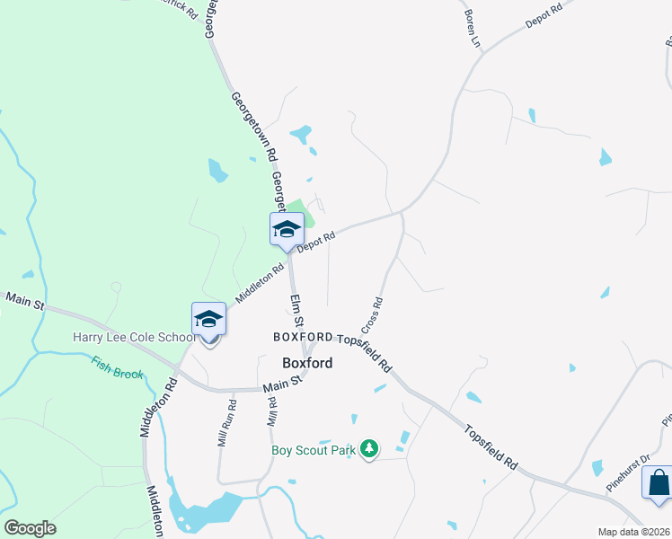 map of restaurants, bars, coffee shops, grocery stores, and more near 8 Sayward Road in Boxford