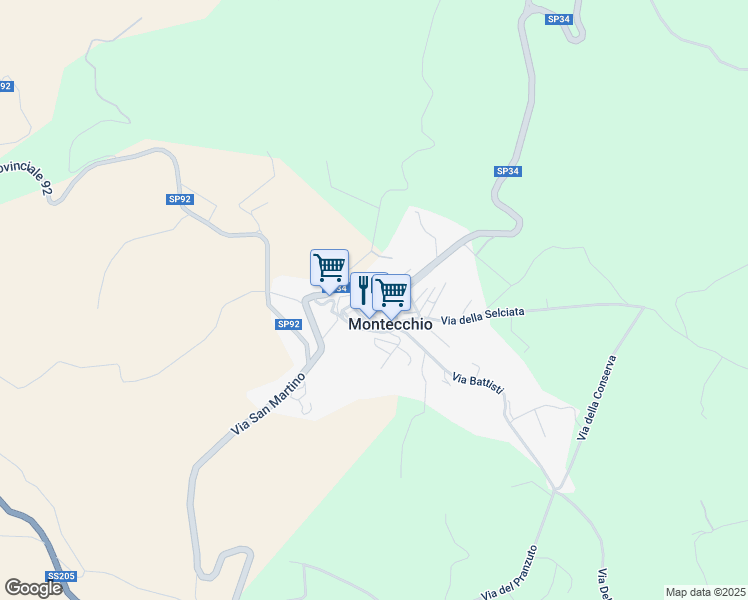 map of restaurants, bars, coffee shops, grocery stores, and more near in Montecchio