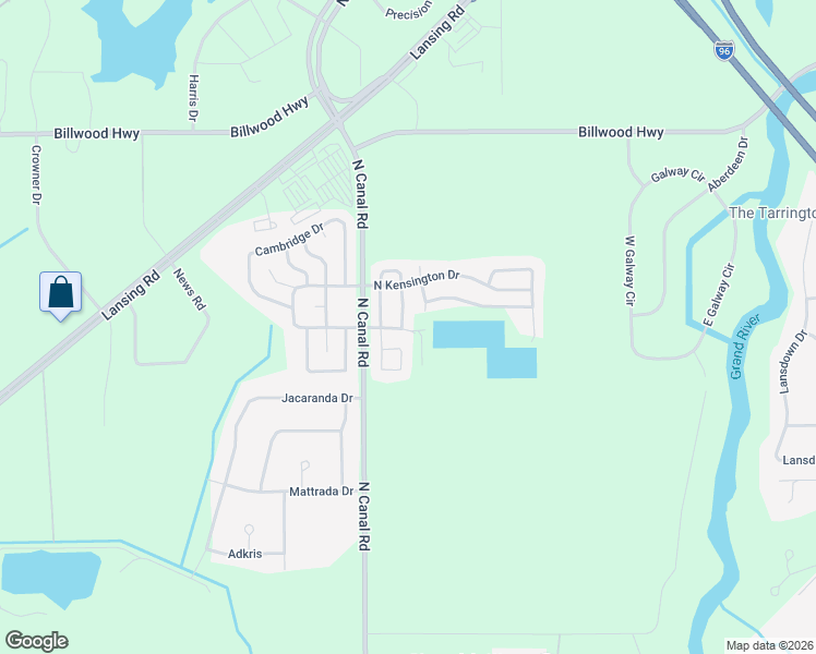 map of restaurants, bars, coffee shops, grocery stores, and more near 400 Crestwood Drive in Windsor charter Township