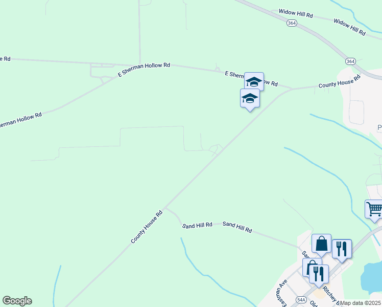 map of restaurants, bars, coffee shops, grocery stores, and more near 2592 County House Road in Penn Yan