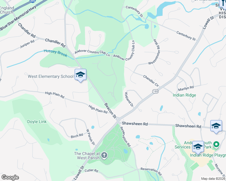 map of restaurants, bars, coffee shops, grocery stores, and more near 17 Crenshaw Lane in Andover