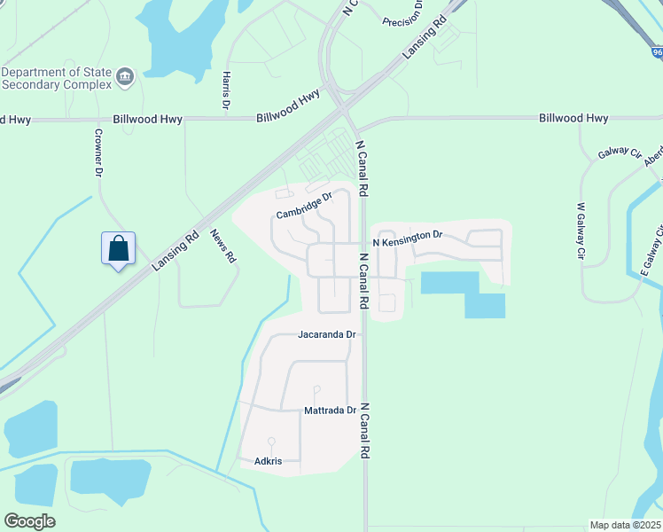 map of restaurants, bars, coffee shops, grocery stores, and more near North Arlington Drive in Windsor Charter Township