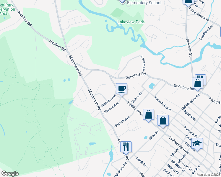 map of restaurants, bars, coffee shops, grocery stores, and more near 592 Textile Avenue in Dracut