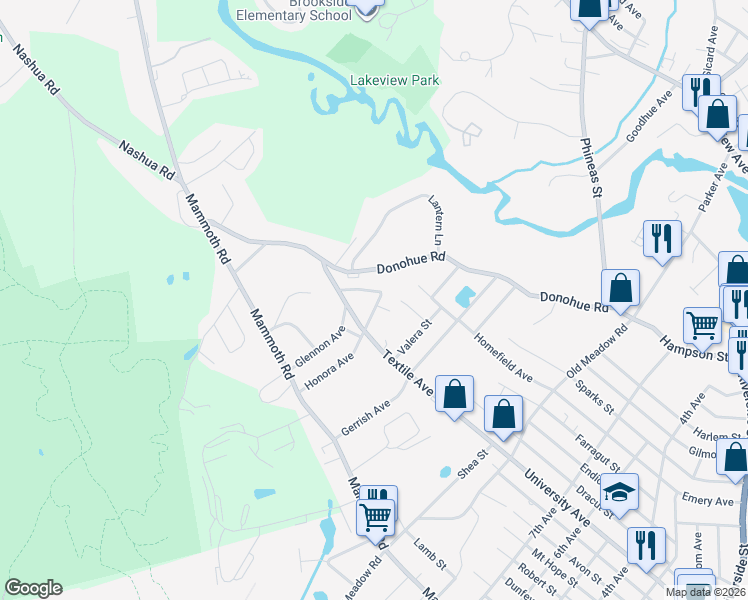 map of restaurants, bars, coffee shops, grocery stores, and more near 109 Navy Yard Road in Dracut