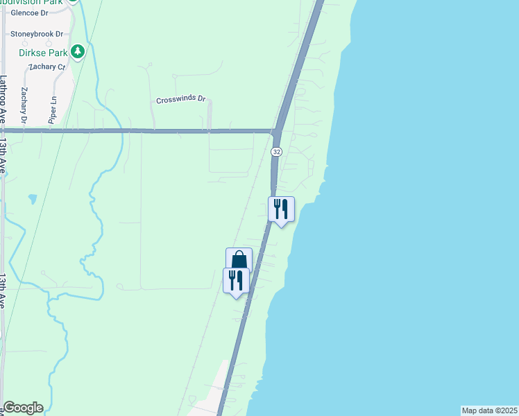 map of restaurants, bars, coffee shops, grocery stores, and more near 104 2nd Place in Racine