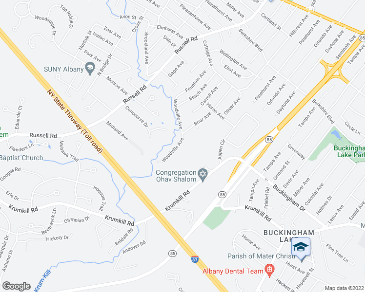 map of restaurants, bars, coffee shops, grocery stores, and more near 69 Woodville Avenue in Albany