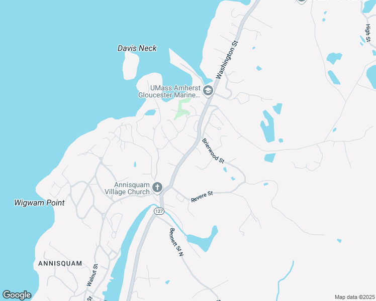 map of restaurants, bars, coffee shops, grocery stores, and more near 3 Ames Drive in Gloucester