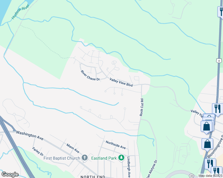 map of restaurants, bars, coffee shops, grocery stores, and more near 1 Finch Court in Rensselaer