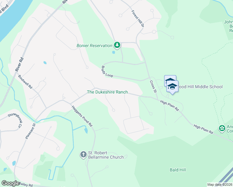 map of restaurants, bars, coffee shops, grocery stores, and more near 394 High Plain Road in Andover