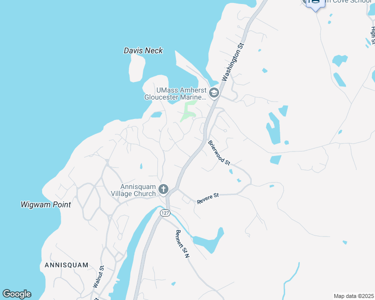 map of restaurants, bars, coffee shops, grocery stores, and more near 3 Ames Drive in Gloucester