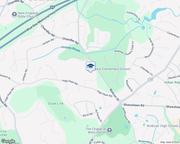 map of restaurants, bars, coffee shops, grocery stores, and more near 58 Beacon Street in Andover