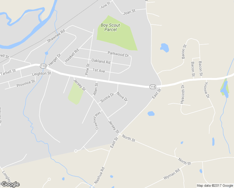 map of restaurants, bars, coffee shops, grocery stores, and more near 7 Nova Drive in Pepperell