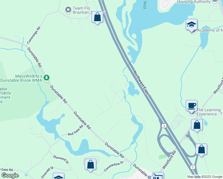 map of restaurants, bars, coffee shops, grocery stores, and more near 16 Cannongate Road in Tyngsborough