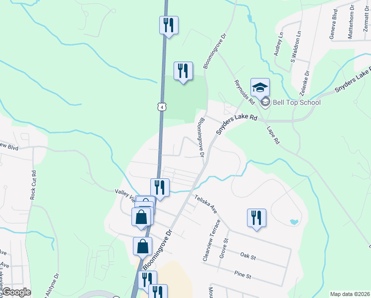 map of restaurants, bars, coffee shops, grocery stores, and more near 514 Bloomingrove Drive in Rensselaer