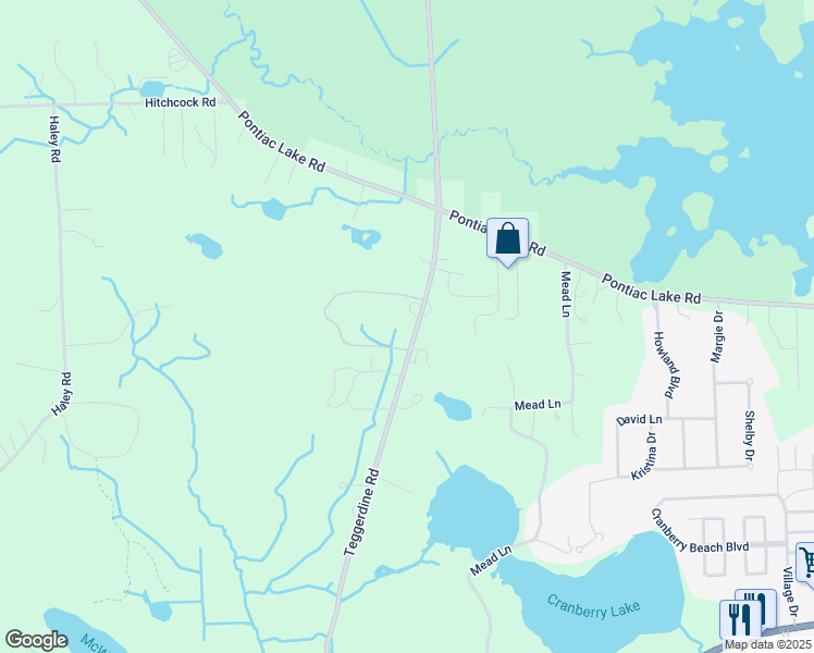 map of restaurants, bars, coffee shops, grocery stores, and more near 2011 Teggerdine Road in White Lake charter Township