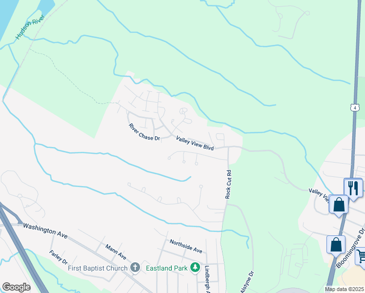 map of restaurants, bars, coffee shops, grocery stores, and more near 1 Finch Court in Rensselaer
