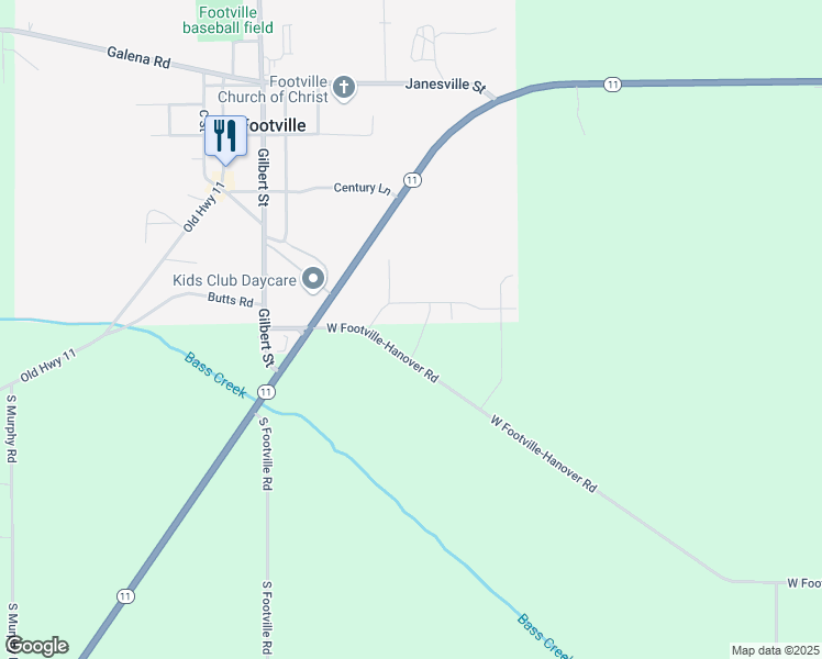 map of restaurants, bars, coffee shops, grocery stores, and more near 10172-10398 West Footville-Hanover Road in Janesville