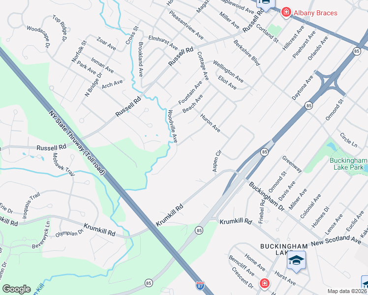 map of restaurants, bars, coffee shops, grocery stores, and more near 69 Woodville Avenue in Albany