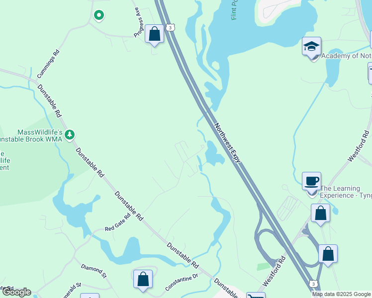 map of restaurants, bars, coffee shops, grocery stores, and more near 18 Cannongate Road in Tyngsborough