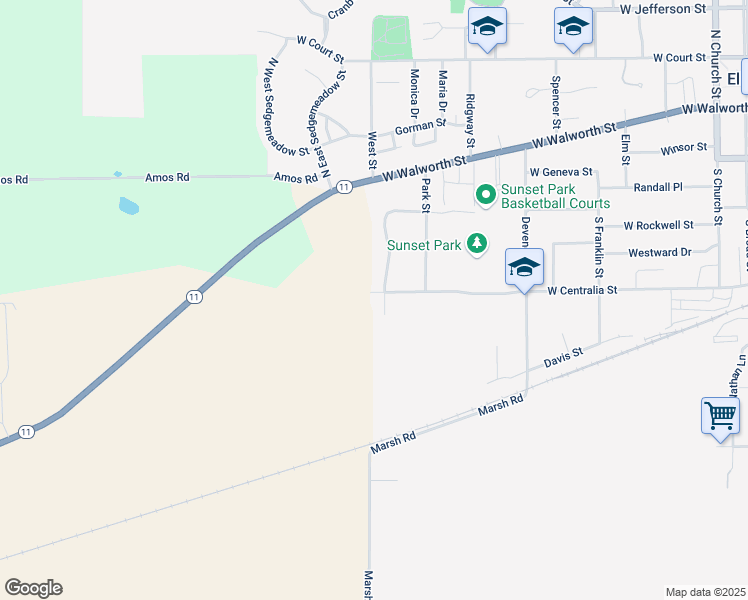 map of restaurants, bars, coffee shops, grocery stores, and more near 404 South Stonefield Road in Elkhorn